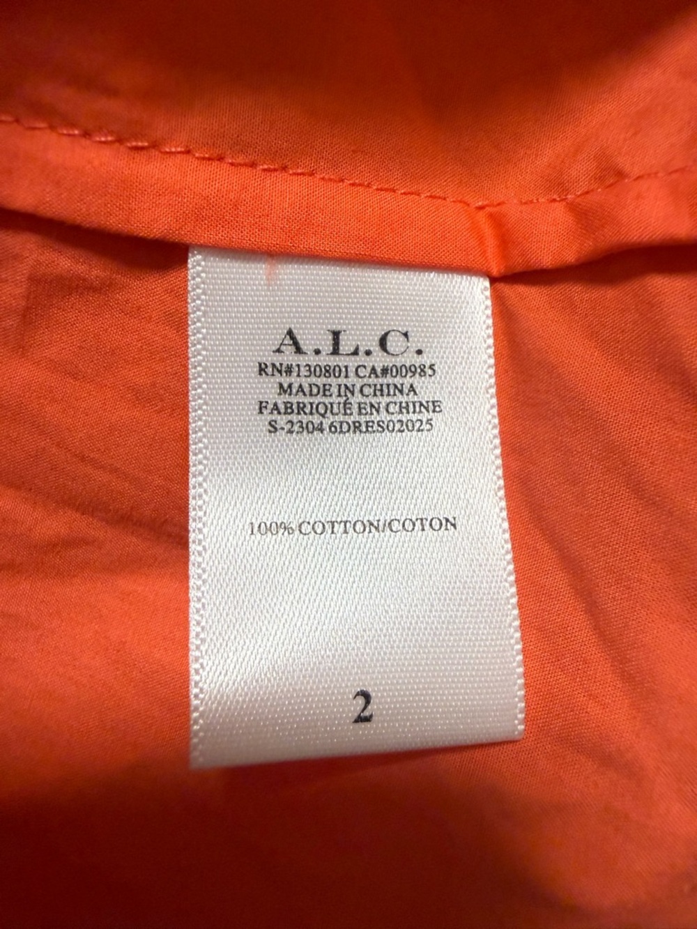 A.L.C. - Haley Cotton V-Neck Mini Dress in Spiced Coral - NWT - Size 2 - Picture 6 of 6